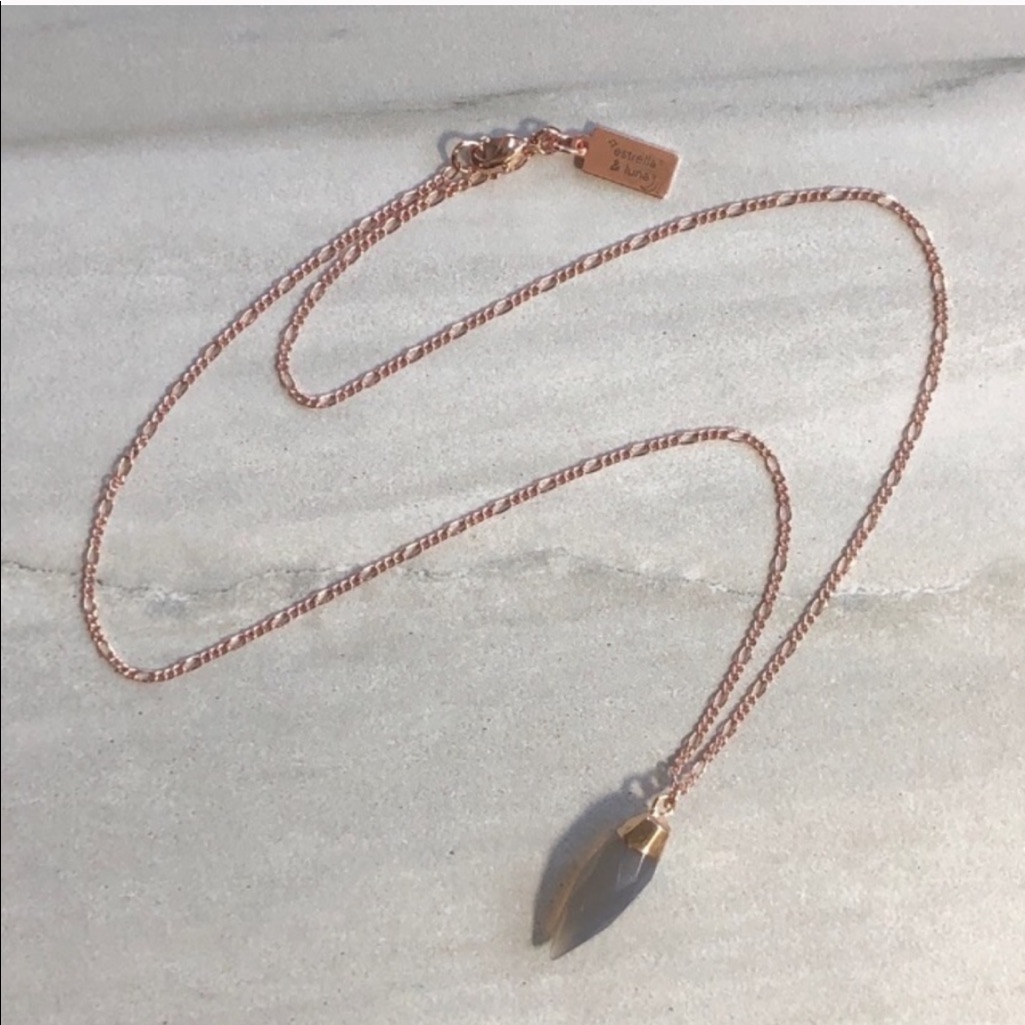 Crystal 14k Rose Gold Plated Boho Pendant Necklace